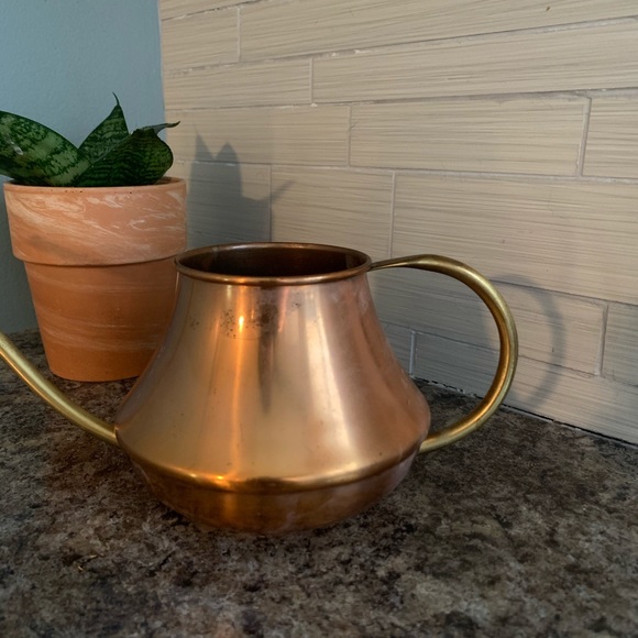 SOLD Vintage Copper Brass Watering Can - Picture 2 of 4